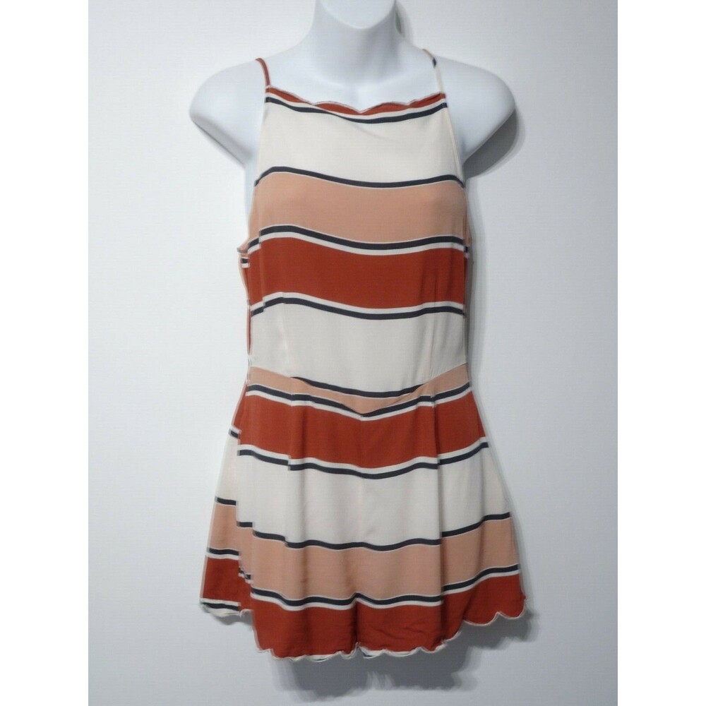 Kendall + Kylie Women's Striped Spaghetti Strap Romper Sz S tan